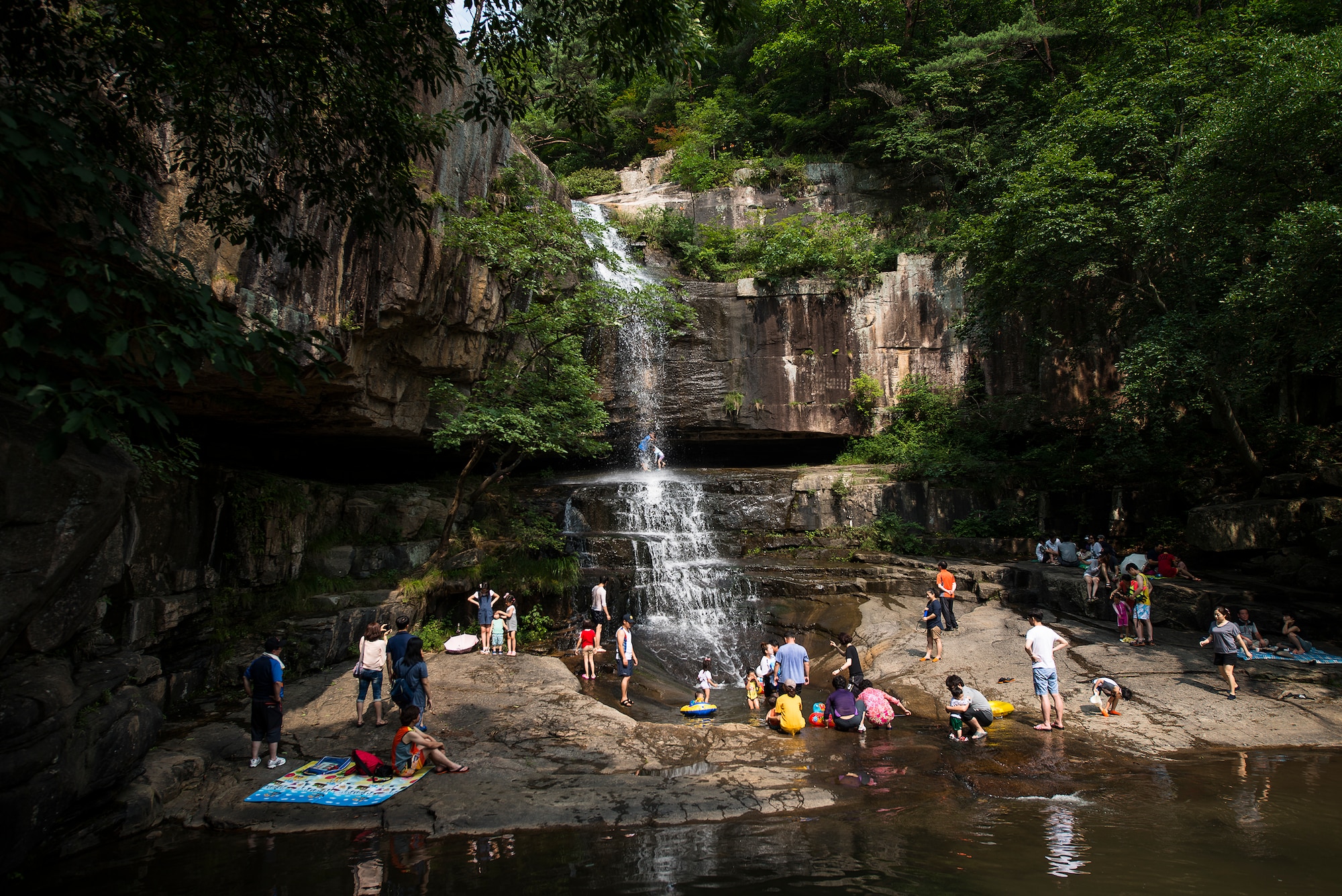 A view of a waterfall July 26, 2014, in Chungju, Republic of Korea. Chungju is famous for its annual world martial-arts tournaments. (U.S. Air Force photo by Staff Sgt. Jake Barreiro)