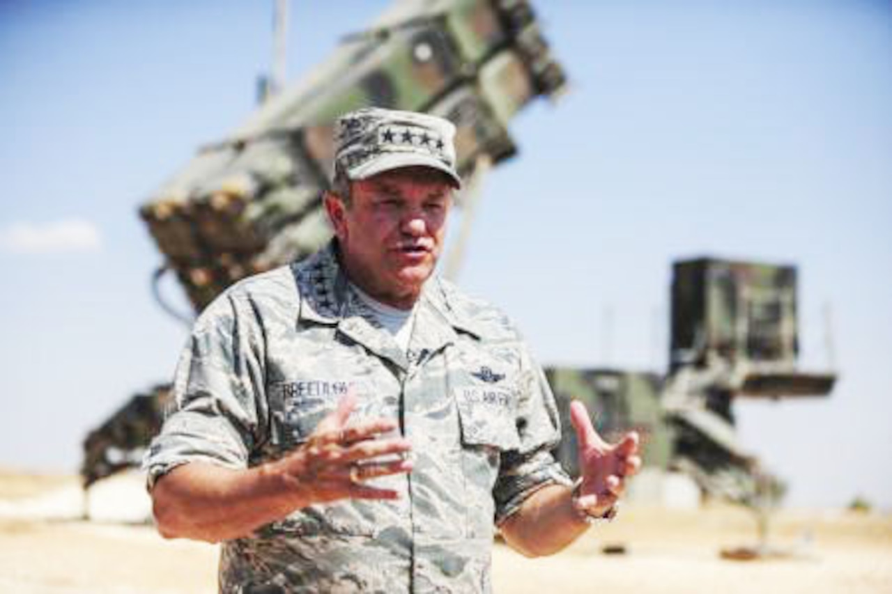 U.S. Air Force Gen. Philip M. Breedlove, NATO’s Supreme Allied Commander Europe and commander of U.S. European Command, briefs reporters in Gaziantep, Turkey, July 31, 2014. U.S. Air Force photo by Airman 1st Class Nicole Sikorski
