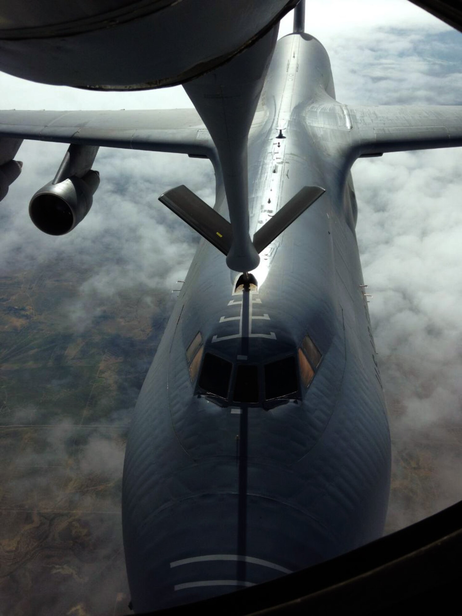 A Total Force aircrew made up of Airmen from the Air Force Reserve 931st Air Refueling Group and active duty 22nd Air Refueling Wing operated a KC-135 Stratotanker to conduct an air refueling training exercise with a C-5 Galaxy Aircraft from the 433rd Airlift Wing, Aug. 1, 2014. Senior Master Sgt. Ray Lewis, 931st Air Refueling Group, and Senior Airman Alexis Mitchell, 22nd Air Refueling Wing, served as the refueling boom operators during the mission. In total, the aircraft spent 3.5 hours on the refueling track. (U.S. Air Force photos by Senior Master Sgt. Ray Lewis)
