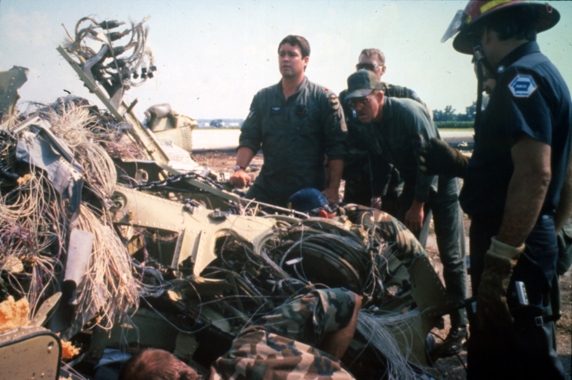 On July 19, 1989 United Flight 232 crashed in Sioux City, Iowa with 285 souls on board. Members of the Iowa Air National Guard’s 185th Fighter Squadron, now the 185th Air Refueling Wing, responded to the crash to help save lives. (Air National Guard photo/Released)
