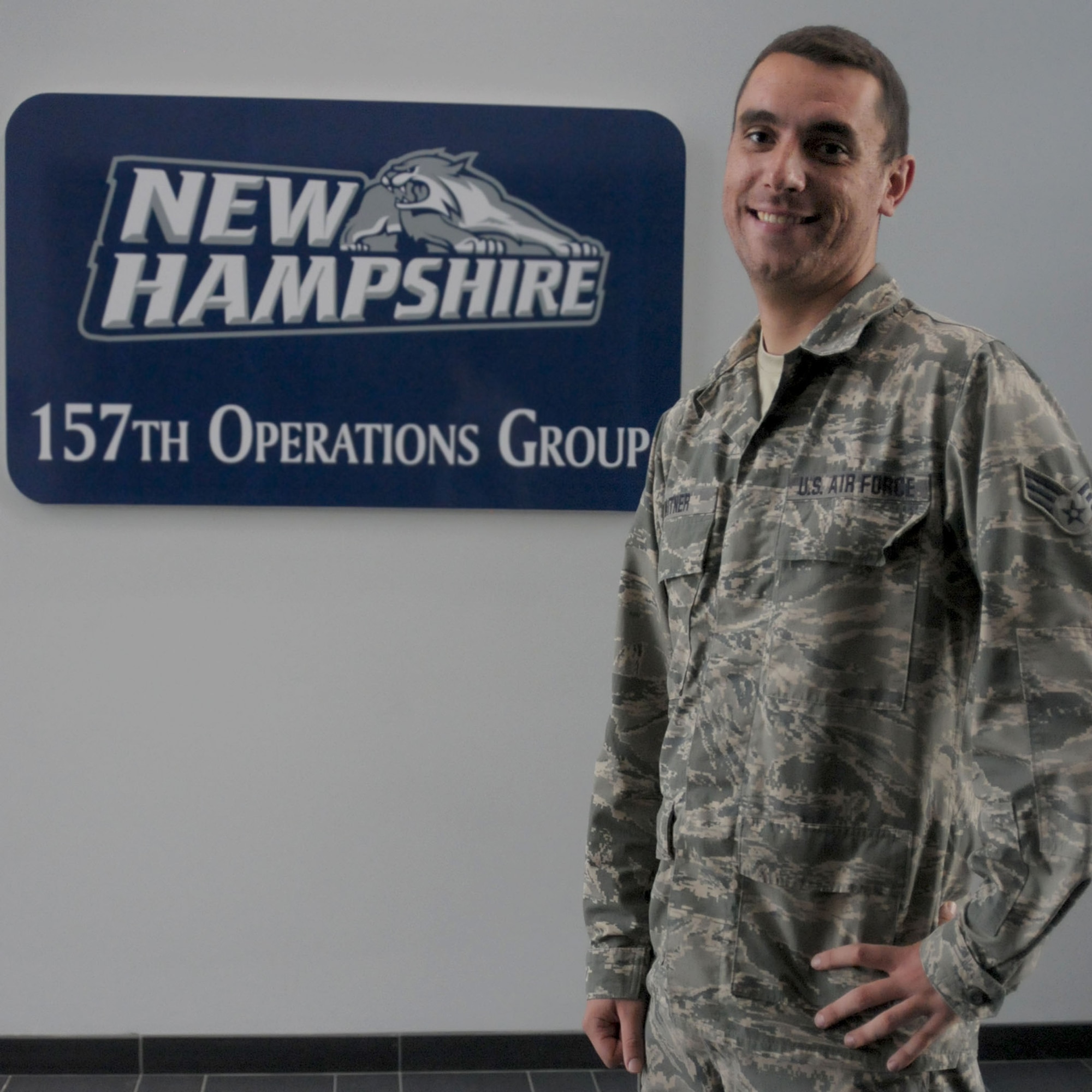 PEASE AIR NATIONAL GUARD BASE, N.H. -- Senior Airman Alex Waitner, 157th Operations Group combat crew communication specialist, was named the New Hampshire Air National Guard Traditional Guard Person of the Quarter during the Ops Group roll call Aug. 2. The award is presented quarterly to a traditional guardsman that meets the criteria both in the individual’s military role and in civilian life. (N.H. Air National Guard Base photo by Airman 1st Class Kayla McWalter)