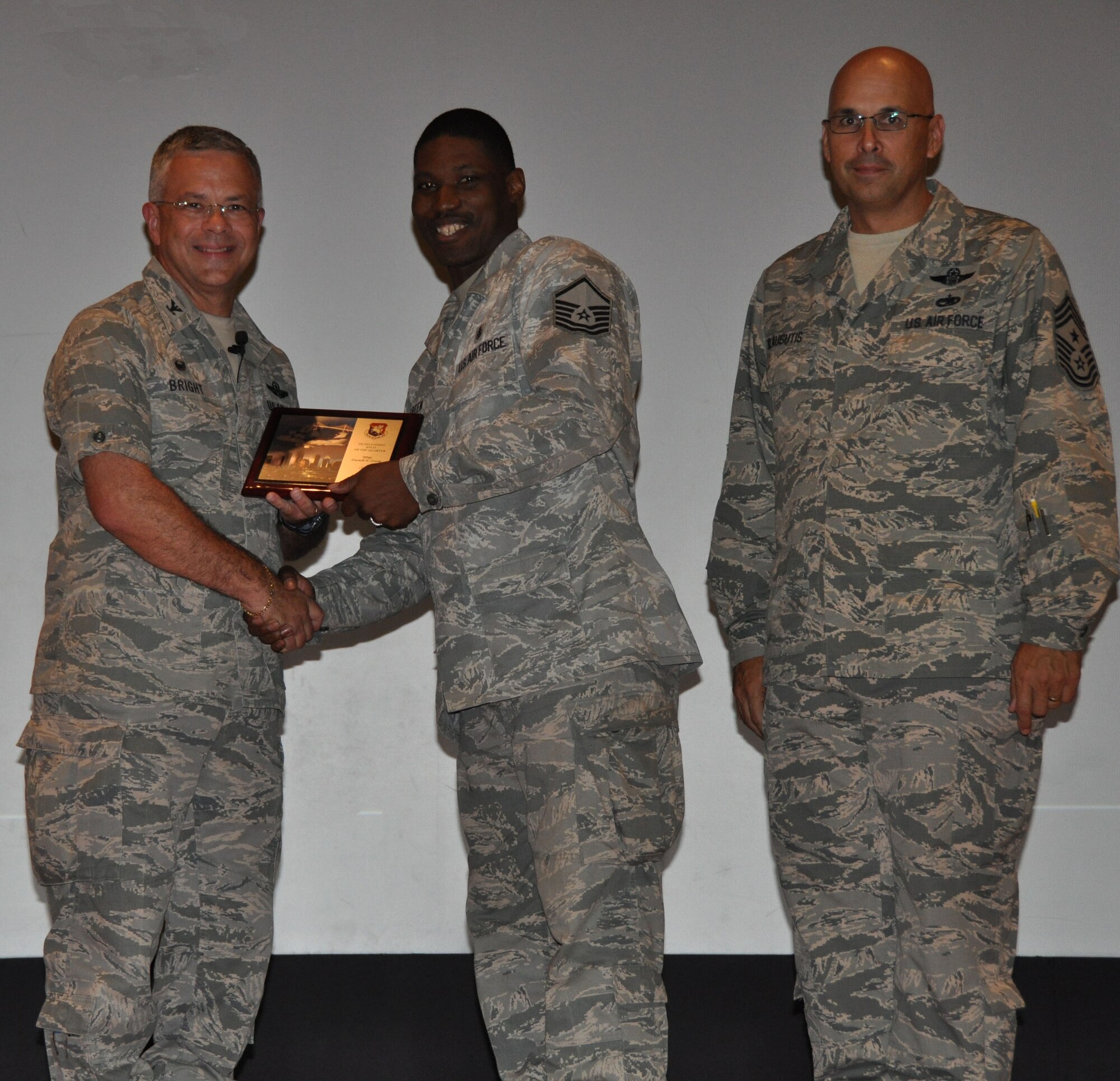 Master Sergeant Darnell Green was named Senior NCO of the Quarter for the third quarter 2014. Sergeant Green is a member of the 45th Aeromedical Evacuation Squadron. (U.S. Air Force Photo by Capt. Joe Simms)