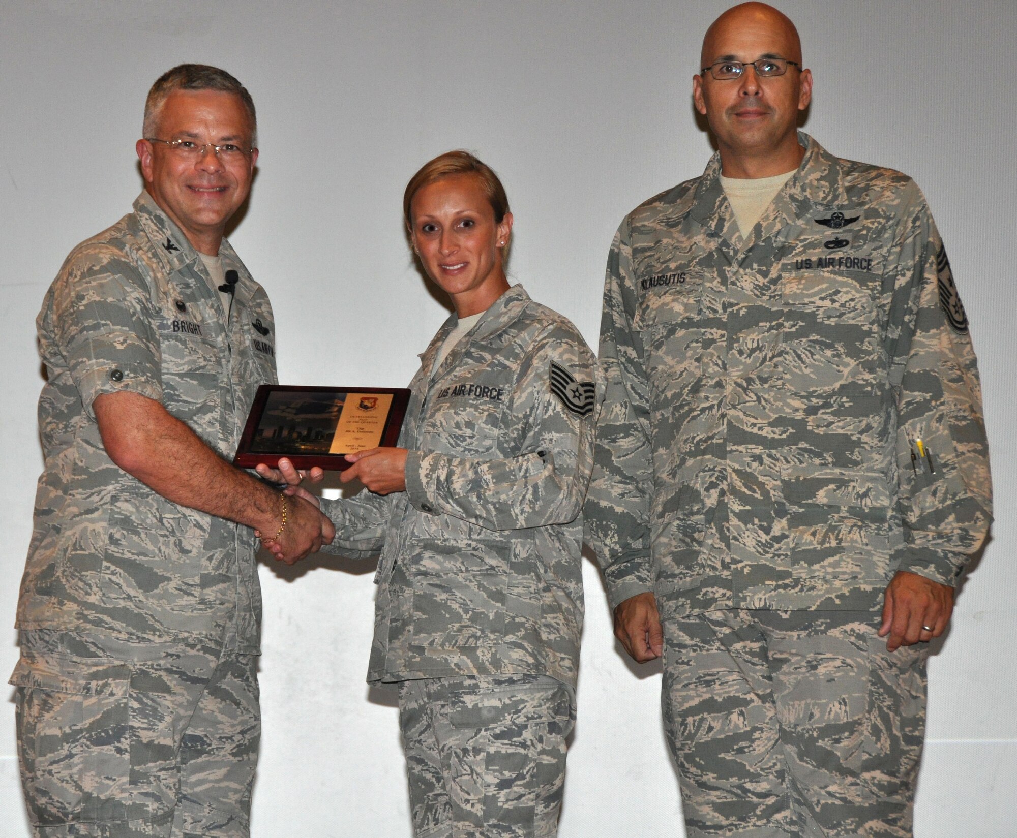 Tech Sergeant Jill Defayette was named NCO of the Quarter for the third quarter 2014. Sergeant Defayette is a member of the 927th Operations Support Squadron.  (U.S. Air Force Photo by Capt. Joe Simms)