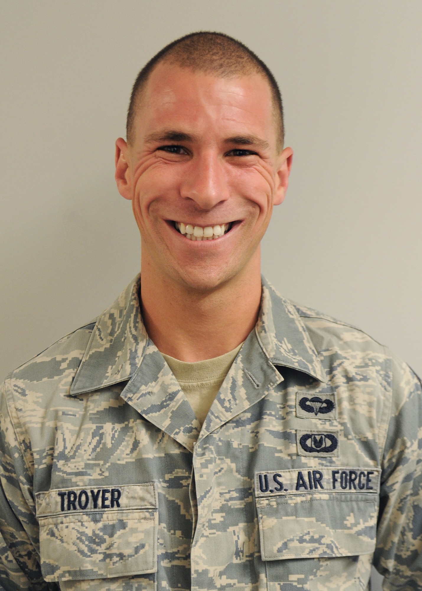 Senior Airman Neal Troyer has been selected as a member of Team Fairchild's elite, Fairchild's Finest, at Fairchild Air Force Base, Washington. Troyer is the 22nd Training Squadron Survival, Evasion, Resistance and Escape specialist. (U.S. Air Force photo by Airman 1st Class Janelle Patiño/Released)