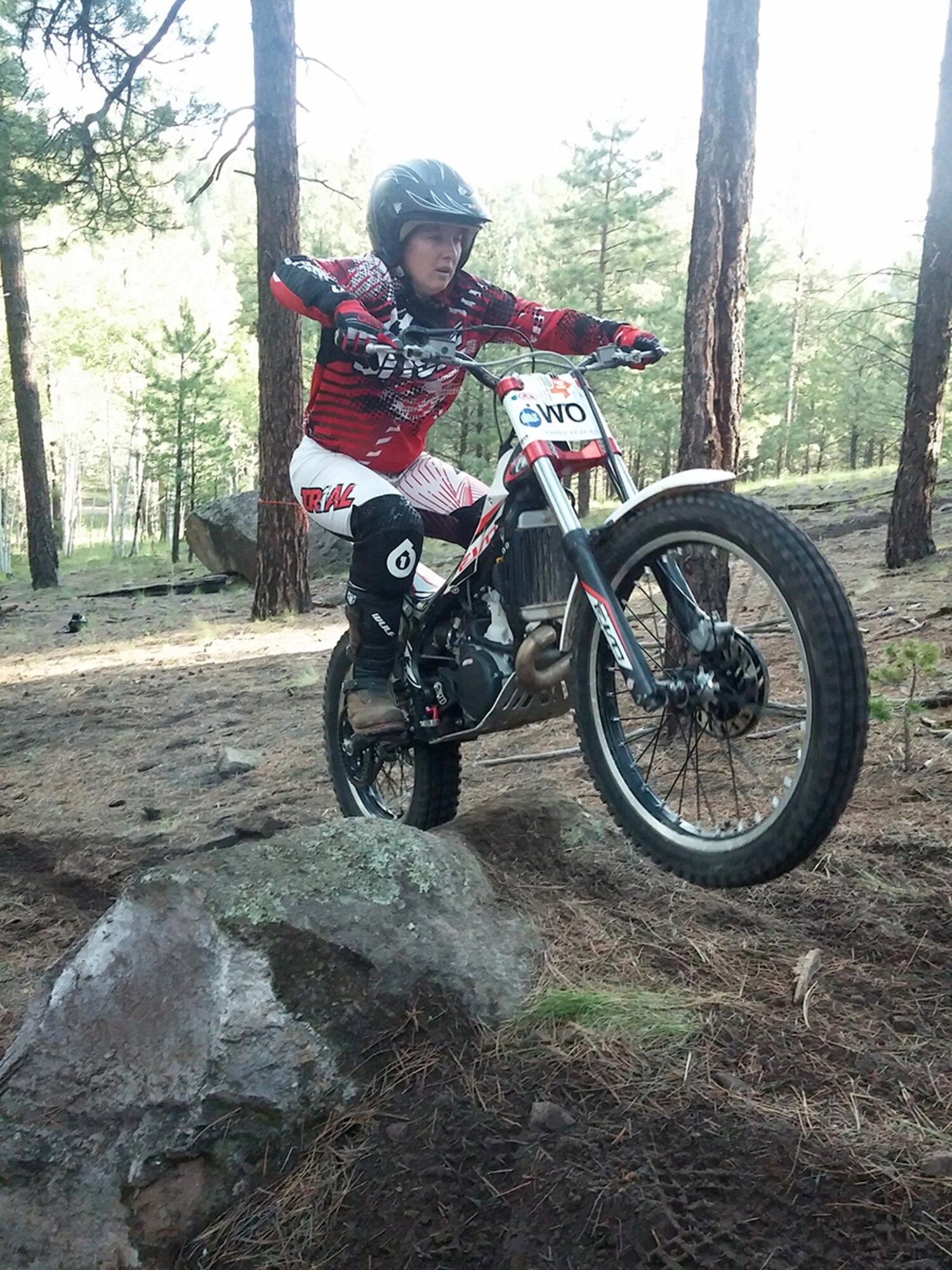 Laura Peters, an environmental restoration manager with AFCEC’s installation support team office at Cannon Air Force Base, N.M., takes on severe terrain in the MotoTrials National Championship series, considered by many to be the pinnacle of off-road riding. In this year’s competition, Peters placed fourth overall in the women’s class. (Courtesy photo/Released)