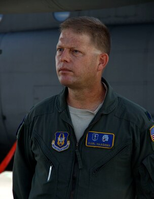 Lt. Col. Karl Haagsma, an Entomologist from the 910th Airlift Wing speaks to reporters from local news outlets at Homestead Air Reserve Base, Fla., July 31, about the aerial spray mission. An entomologist is on the aircraft for every mission to protect the environment, humans, and other organisms. (U.S. Air Force photo by/Senior Airman Jaimi L. Upthegrove)
