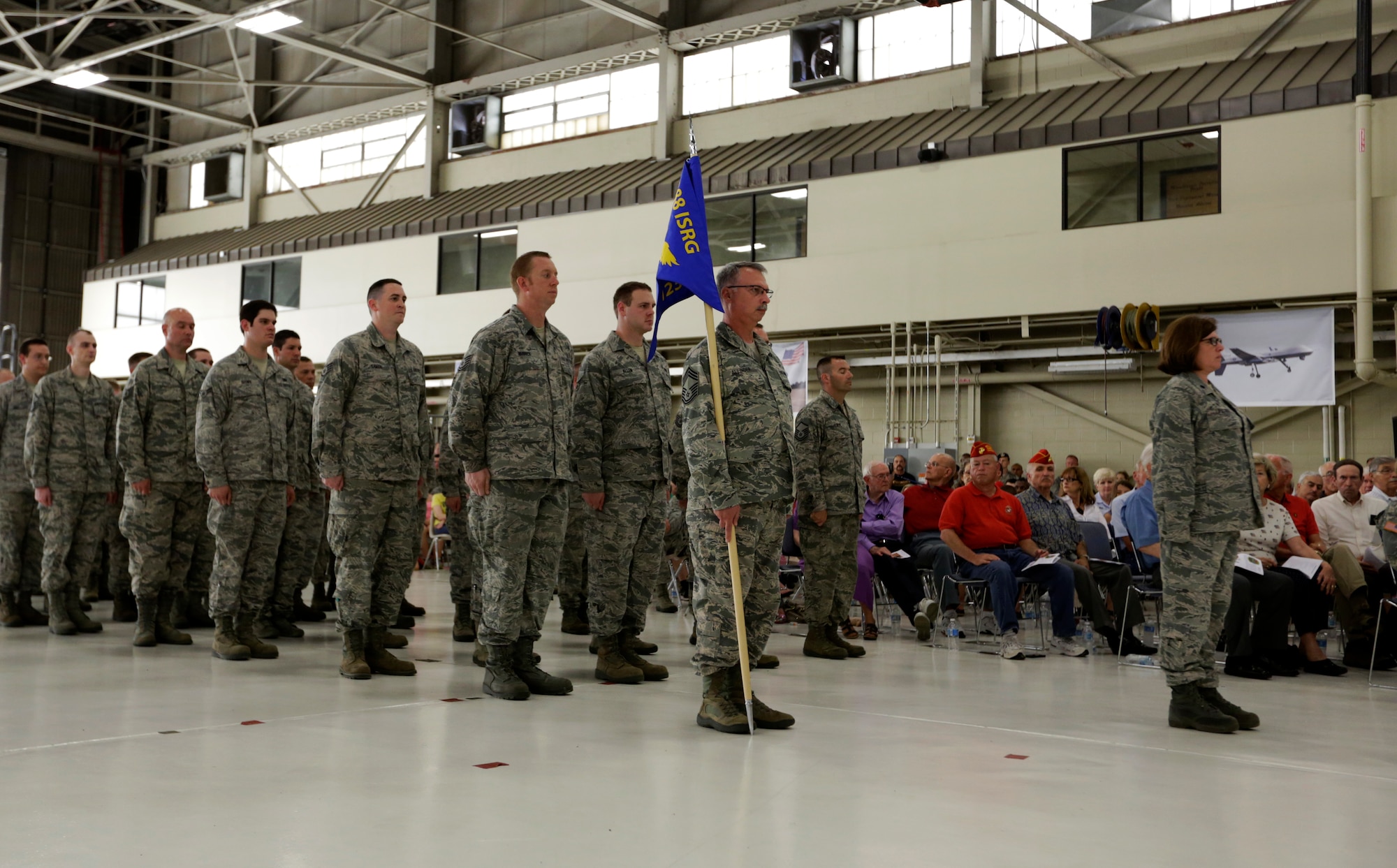 The 123rd Intelligence Squadron marches in formation during the 188th Wing’s Conversion Day ceremony June 7, 2014, at Ebbing Air National Guard Base, Fort Smith, Arkansas. The 123rd, formerly a geographically separated unit with the Arkansas Air National Guard located at Little Rock Air Force Base, Arkansas, now falls under the 188th Intelligence, Surveillance and Reconnaissance Group of the newly redesignated 188th Wing. The 123rd, comprised of 120 Airmen, will physically move its operation to the 188th over the next two years as part of the 188th’s mission conversion from A-10C Thunderbolt II “Warthogs” to ISR and remotely piloted aircraft. (U.S. Air National Guard photo by Master Sgt. Mark Moore/released)