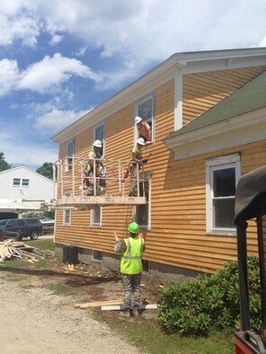 The Arizona Air National Guard's 161st Air Refueling Wing sends over 30 Airmen to participate in the Department of Defense's Innovative Readiness Training Program at Camp William Hinds in Raymond, Maine, July 8, 2014. Over 500 service members of the U.S Army, Marines, Air Force and Navy engineers are assisting with the project. This joint operation of military personnel will provide labor, construction equipment, and fuel for the project. The project involves construction of a new dining hall, a relocated shooting range, a new access road, a multi-use field, a new sporting clay area, and a variety of improvements to the 86-year-old camp. (Courtesy Photo)