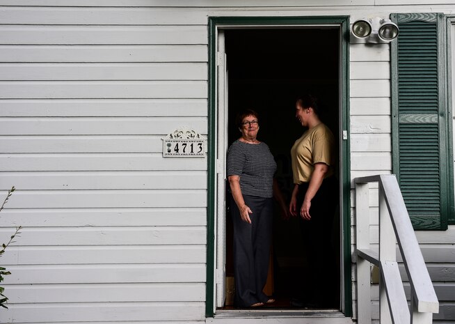 Master Sgt. Kristy Beaudoin, 437th Maintenance Group first sergeant (right), talks with Ms. Donna, a ‘My Sister’s House’ organizer, after accepting  stuffed animal donations from Joint Base Charleston Airmen Aug. 5, 2014, in Charleston, S.C. The First Sergeant Council, along with help from Airman 1st Class Diedre Brown, from the 437th Maintenance Squadron, organized a Teddy Palooza Campaign in which Airmen from JB Charleston donated hundreds of stuffed animals.  (U.S. Air Force photo/ Senior Airman Dennis Sloan)