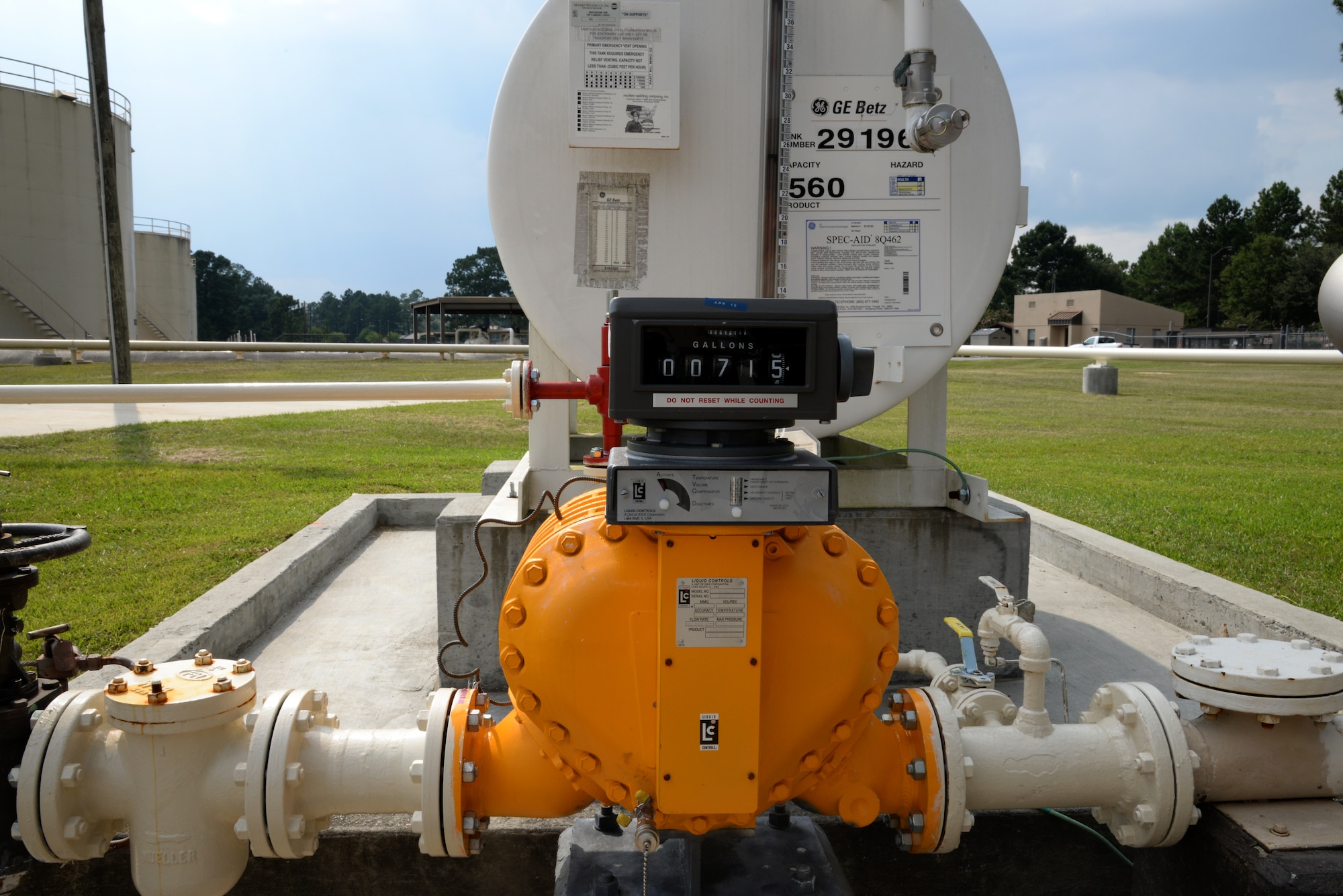 A meter shows the amount of fuel being pumped into a truck after refueling aircraft August 1, 2014, at Moody Air Force Base, Ga.  The 23d Logistics Readiness Squadron petroleum, oil and lubricants flight distributes thousands of gallons of fuel daily to support Moody’s various operations. (U.S. Air Force photo by Staff Sgt. Eric Summers Jr./Released)
