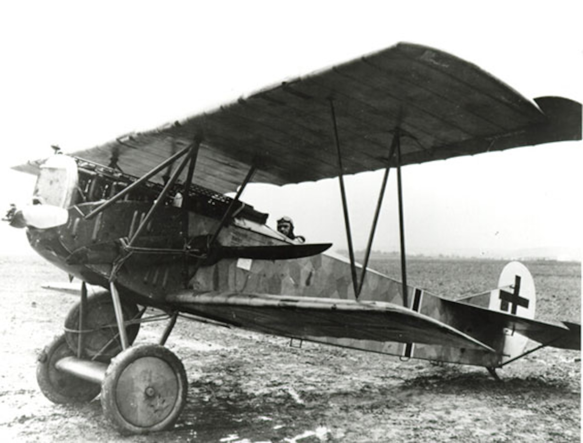 Fred C. Nelson is seen in a German Fokker biplane, circa 1920. Nelson, who retired as an Air Force colonel in 1950, made a name as a pilot at several air shows during the years between World War I and World War II. He flew this aircraft in several shows in the 1920s and set an air speed record at a show at Selfridge Air National Guard Base in 1934. (U.S. Air Force photo)