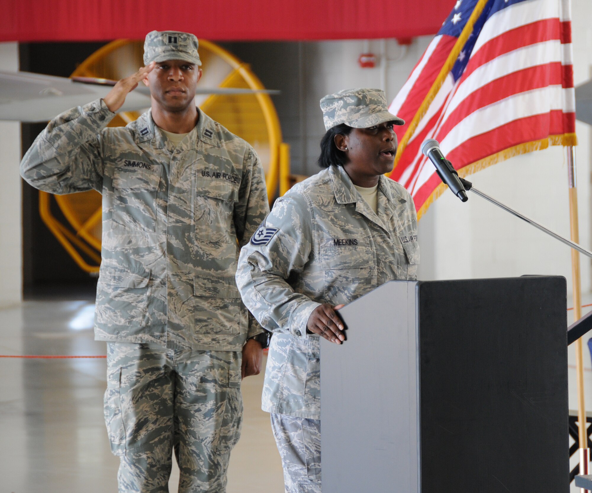 U.S. Air Force Col. Robert J. Grey was welcomed as the commander of the 192nd Fighter Wing, during a change of command ceremony held July 13, 2014 at Joint Base Langley-Eustis. Grey assumed command of the 192nd Fighter Wing effective May 29, 2014. (U.S. Air National Guard photo by Master Sgt. Carlos Claudio/Released)