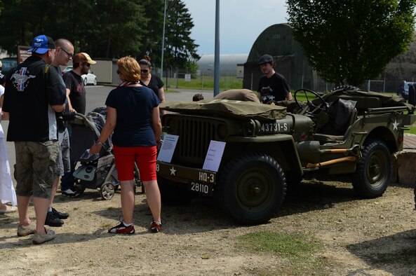 A 1944 Willys Jeep is displayed in the Motor Weekend car show at Spangdahlem Air Base, Germany, Aug. 2, 2014. This military jeep served under the 5th Armored Division in World War II and was later sold as surplus in 1993. (U.S Air Force photo by Airman 1st Class Kyle Gese/Released)