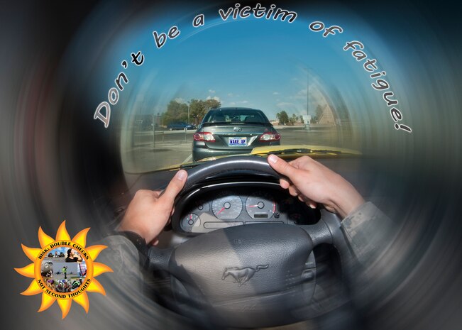 The National Highway Traffic Safety Administration estimates that 100,000 police reported crashes are the direct result of driver fatigue each year. This equals to 1,550 deaths, 71,000 injuries, and $12.5 billion in monetary losses. Although there are many studies about driving while fatigued, there are no tests to determine if a person is tired like there is for drinking and driving. Airmen are reminded to get enough sleep so they are not tired behind the wheel. Don’t become another statistic! (U.S. Air Force photo illustration by Senior Airman Jason Couillard)