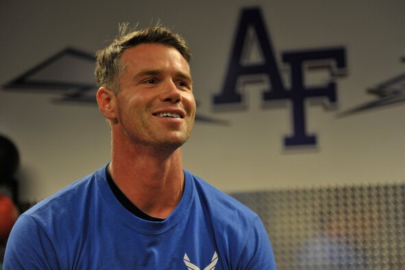 Retired Air Force Capt. Jeff Haugh competed in track and field, basketball, volleyball, swimming, marksmanship and wheelchair tennis during the final Warrior Games training camp at the Academy Aug. 5. More than 60 wounded veterans from across the country participated in the final Warrior and Invictus Games training camp here Aug. 3-7 to prepare for the fall games, motivate others and take a healthy step toward recovery. (U.S. Air Force photo/Senior Airman William Branch)