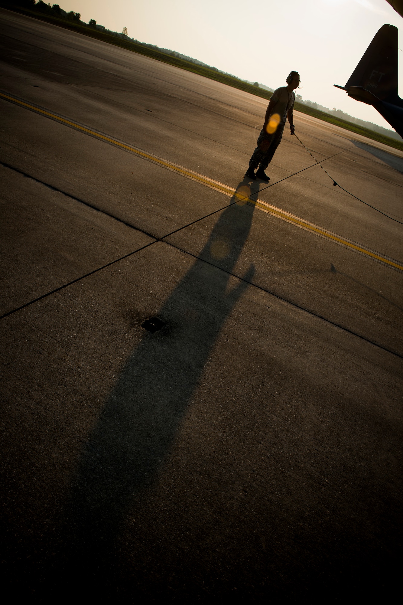U.S. Air Force Staff Sgt. Anthony Eads, 723d Aircraft Maintenance Squadron dedicated crew chief, inspects HC-130P Combat King, tail number 64-4863, Aug. 6, 2014, at Moody Air Force Base, Ga. Eads became the aircraft’s assistant dedicated crew chief in 2010 and later its dedicated crew chief in 2012. (U.S. Air Force photo by Staff Sgt. Jamal D. Sutter/Released) 