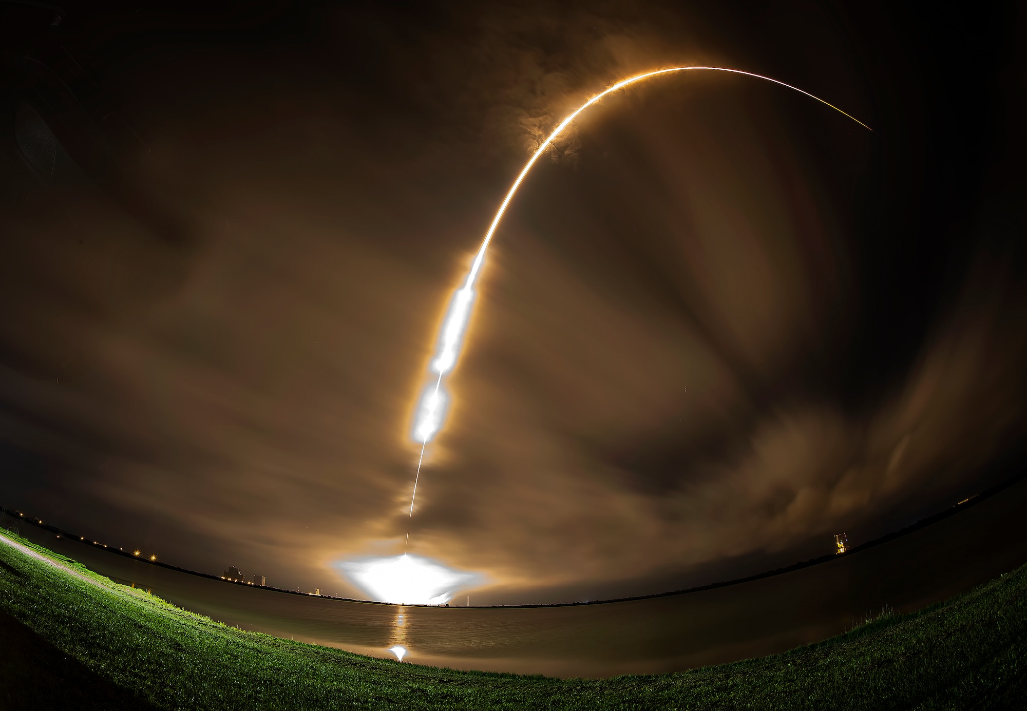 The 45th Space Wing supported Space Exploration Technologies' (SpaceX) successful launch of the Falcon 9 rocket carrying the AsiaSat 8 satellite Aug. 5 at 4 a.m. from Space Launch Complex 40, Cape Canaveral Air Force Station, Fla. (Courtesy photo/John Studwell/AmericaSpace)