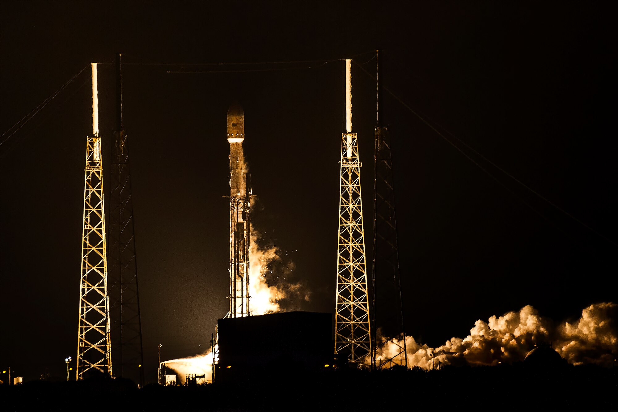 The 45th Space Wing supported Space Exploration Technologies' (SpaceX) successful launch of the Falcon 9 rocket carrying the AsiaSat 8 satellite Aug. 5 at 4 a.m. from Space Launch Complex 40, Cape Canaveral Air Force Station, Fla. (Courtesy photo/John Studwell/AmericaSpace)