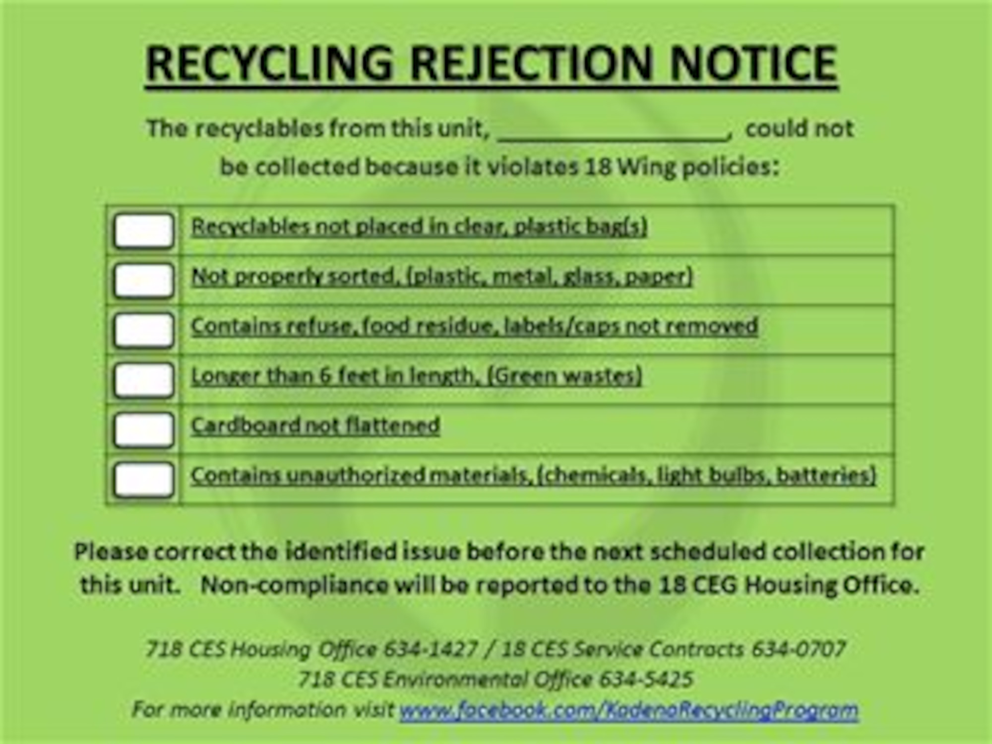 Kadena residents, units reminded to separate recyclables, use clear bags >  Kadena Air Base > News