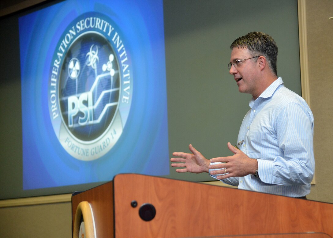 Eric Rosenbach, acting principal deputy assistant secretary of defense for global strategic affairs, speaks at the opening ceremony for Exercise Fortune Guard 2014 in Honolulu, Aug. 4, 2014. U.S. Navy photo by Petty Officer 1st Class Amanda Dunford