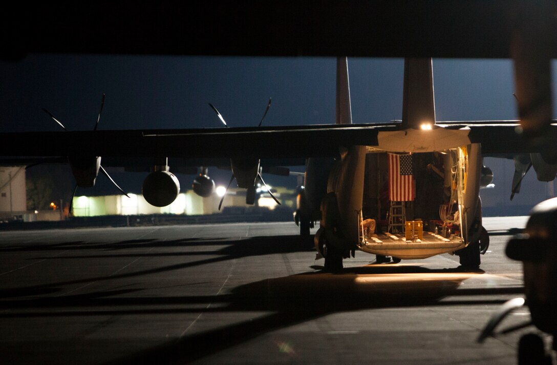 A KC-130J with Special-Purpose Marine Air-Ground Task Force-Crisis Response prepares to take off and provide support to a military assisted departure from the U.S. Embassy in Tripoli, Libya, July 26, 2014. The Department of State, in coordination with the U.S. Ambassador for Libya, requested Department of Defense support for a military-assisted departure of embassy personnel. SP-MAGTF Crisis Response is a self-deploying, self-sustaining task force with the capacity to provide a rapid-response capability to U.S. Africa Command. (U.S. Marine Corps photo by 1st Lt. Maida Kalic)