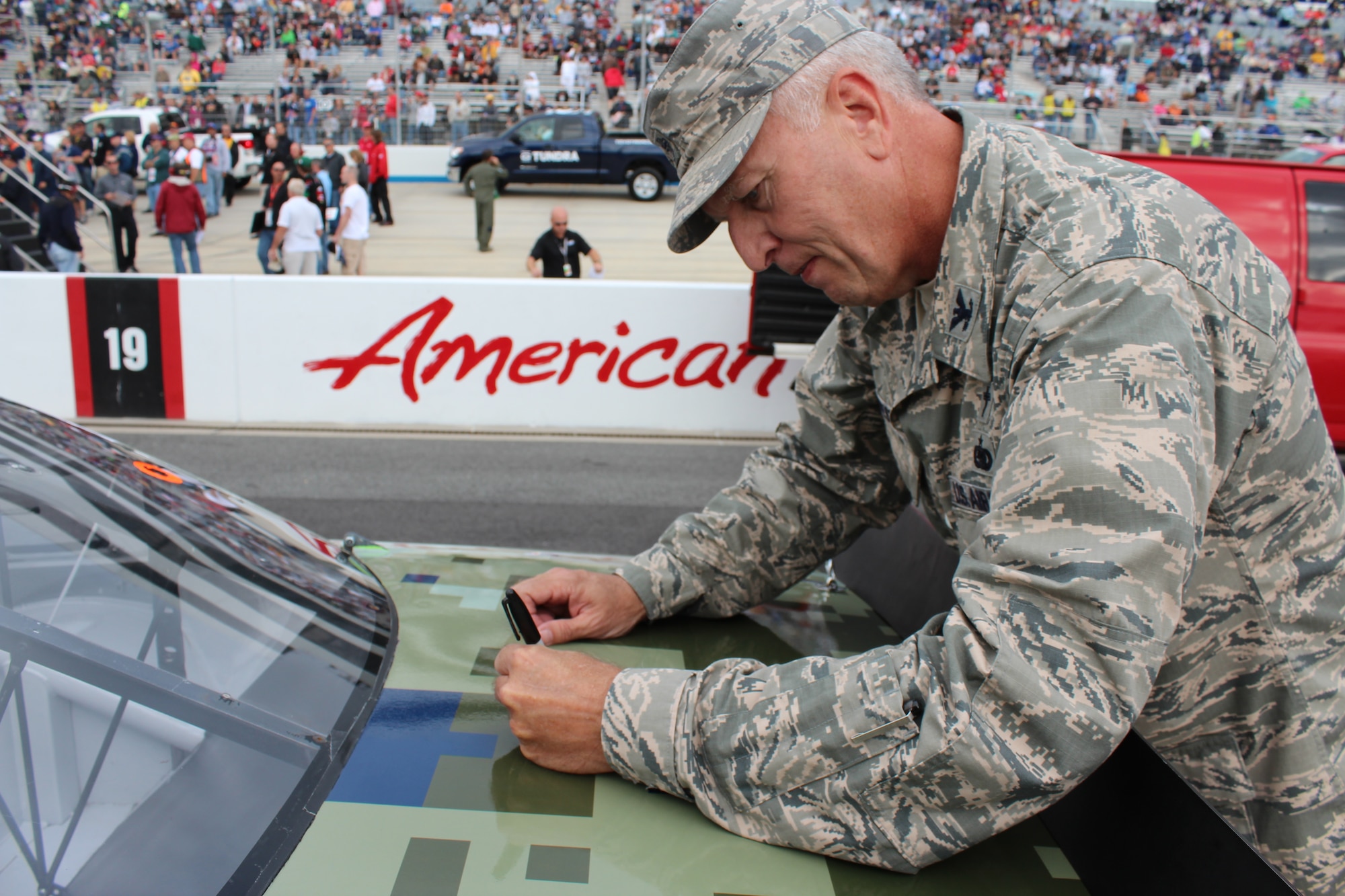 After 38 years of military service, Langley Air Force Base Senior Chaplain (Col.) Steven West plans to retire Jan. 1, 2015 and continue supporting military personnel through his non-profit group, SupportMilitary.org. The group was co-founded by a NASCAR team owner, and is sponsored by various racing teams. West said the purpose of the group is to help inform people interested in supporting some of the more than 10,000 military charities. (Courtesy photo) 
