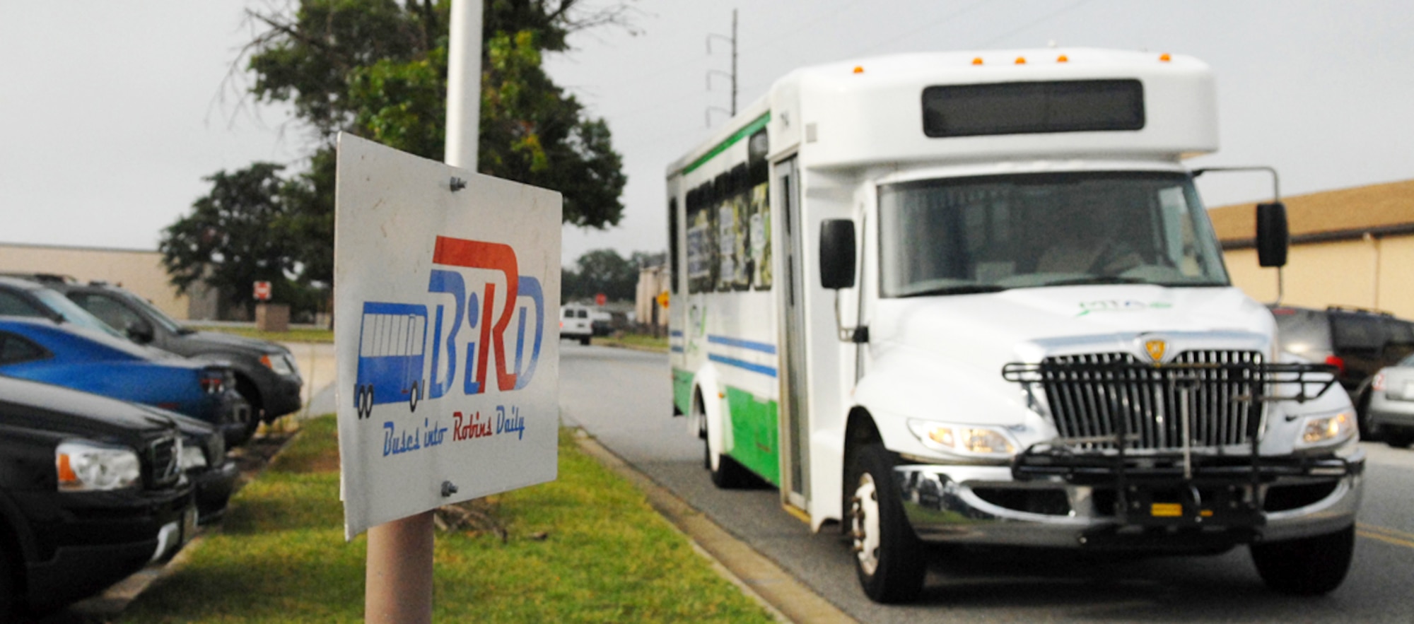 Buses into Robins Daily, or BiRD, provides alternative transportation between Macon and Robins Air Force Base. With last month’s addition of a park-and-ride system in which a feeder bus transports riders to and from Ferguson Park, overall routes have been expanded at Robins to include high-occupancy areas at the south end of the base (U.S. Air Force photo by Misuzu Allen)
