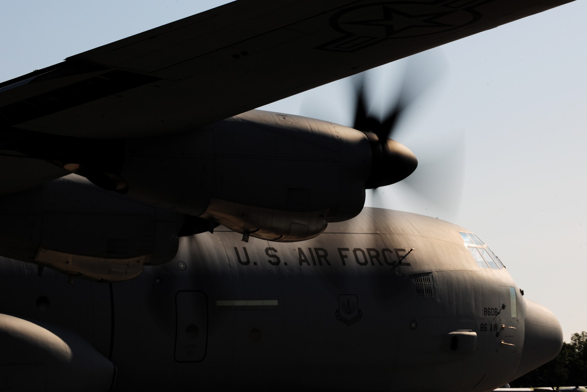 A C-130J Super Hercules taxis down the flightline at Powidz Air Base, Poland, Aug. 7, 2014. During this flying training deployment, the aircraft conducted jump missions involving U.S. Army and Service members regional partner nations. (U.S. Air Force photo by Staff Sgt. Jarad A. Denton/Released)