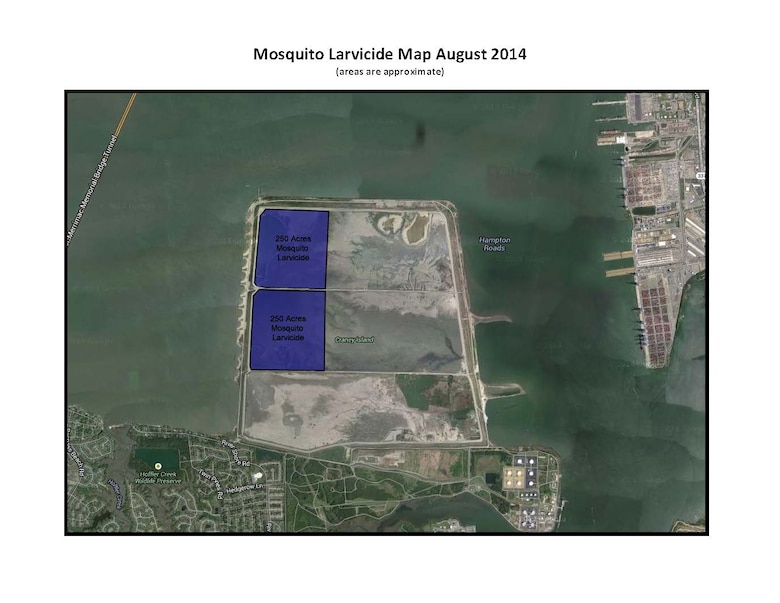 Norfolk District, U.S. Army Corps of Engineers, will conduct aerial mosquito spraying Friday, Sept. 26, over U.S. Army property at Craney Island in Portsmouth, Va.