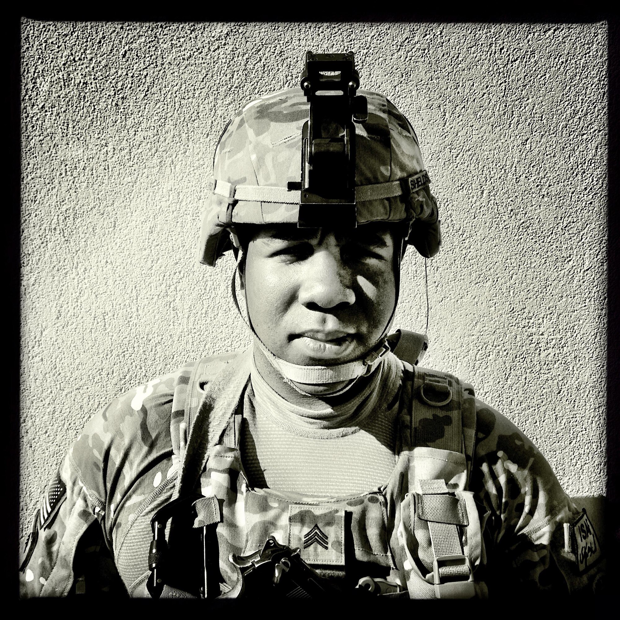 “I’m Sergeant Justin Sh¬¬elds I joined the Army because my entire family is in the Army.” (U.S. photo illustration by Staff Sgt. Evelyn Chavez/Released)