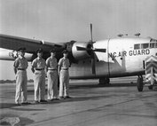 C-119 31 Jan 1961 - 19 Dec 1962; Left to Right, #1 Col Robert "Bob" Brooks, #2 LtCol William B. "Bill" Elliott, #3 LtCol William "Bill" Straughn, #4 Capt Jacob Robinson  (Photo by NCANG Heritage Program)