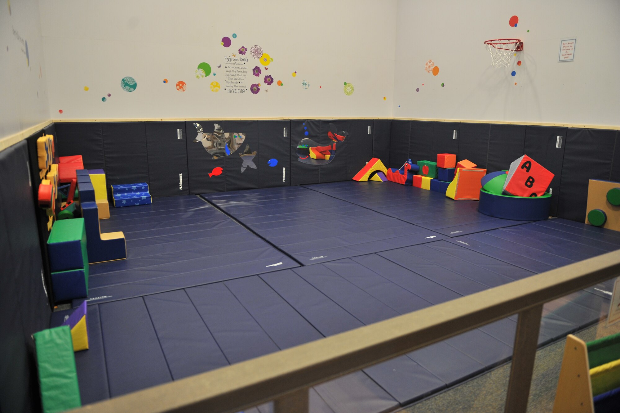 ALTUS AIR FORCE BASE, Okla. – Construction of the Fitness Center Kid Zone finished Aug. 8, 2014. The kid zone is one of nine projects funded by Altus AFB’s winnings from this year’s Commander-in-Chiefs Installation Excellence Award. (U.S. Air Force photo by Senior Airman Dillon Davis/Released)