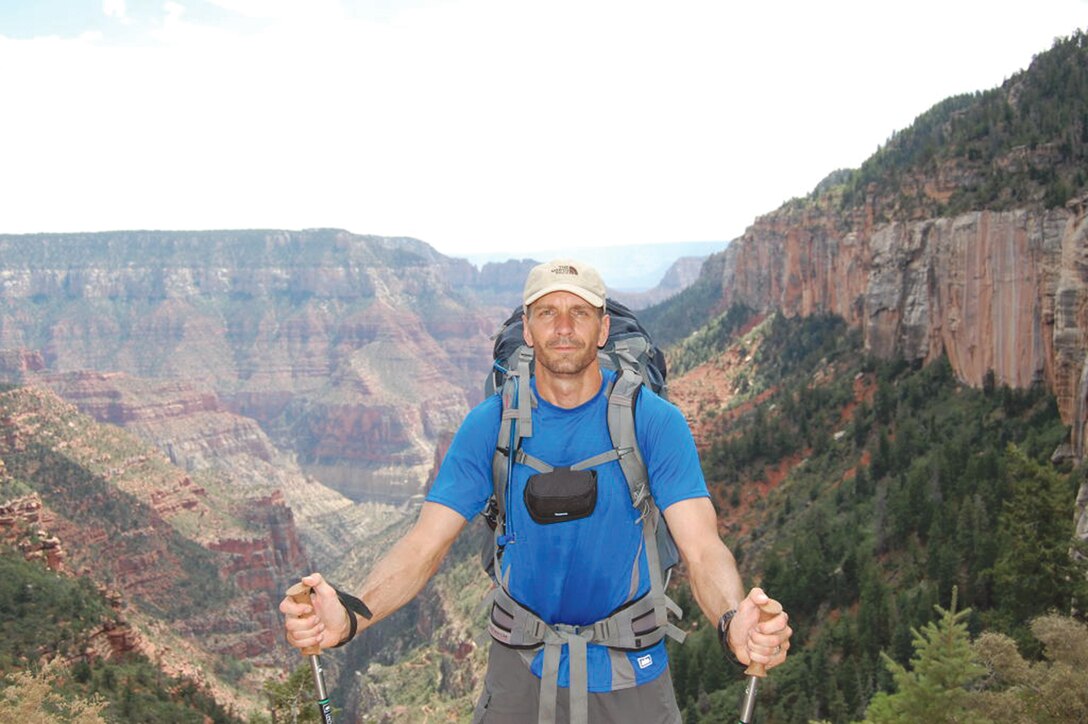 Matthew Vance stops for a photo during a hiking trip to the Grand Canyon in 2011. The Albuquerque attorney is planning to hike the Grand Canyon in a “rim-to-rim-to-rim” trip to raise money for a veterans’ organization. (Courtesy photo)