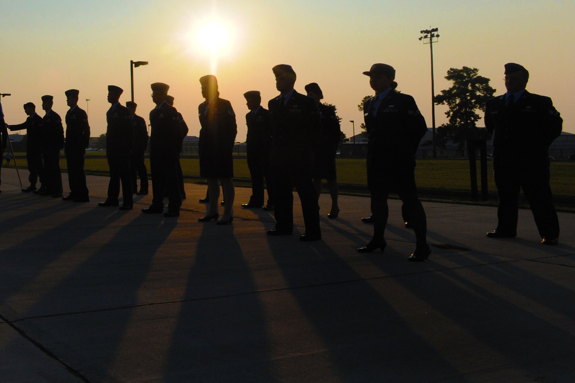 U.S. Air Force Airmen from the Senior Master Sgt. David B. Reid Airman Leadership School class 14-6 stand in formation after their first uniform inspection of the course at Shaw Air Force Base, S.C., Aug. 7, 2014. ALS is a five week course that teaches Airmen on how to be a supervisor. (U.S. Air Force photo by Airman 1st Class Michael Cossaboom/Released)
