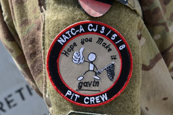 A popular morale patch crafted from the four-word note a boy named Gavin sent on a holiday card - "Hope you make it." The boy's note continues to amuse and inspire many deployed members at Forward Operating Base Oqab, Kabul, Afghanistan. (U.S. Air Force photo/Senior Master Sgt. Mike Hammond)
