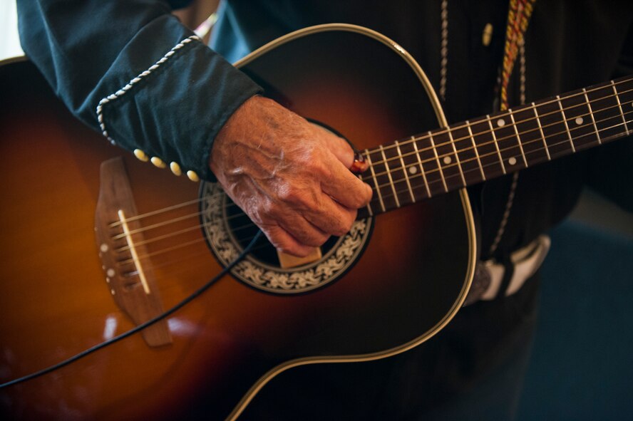 Manuel Delgado, a Mexican style musician, performs during Diversity Day on Minot Air Force Base, N.D., Aug. 7, 2014. The annual event featured food, entertainment and items from different cultures. (U.S. Air Force photo/Apryl Hall)
