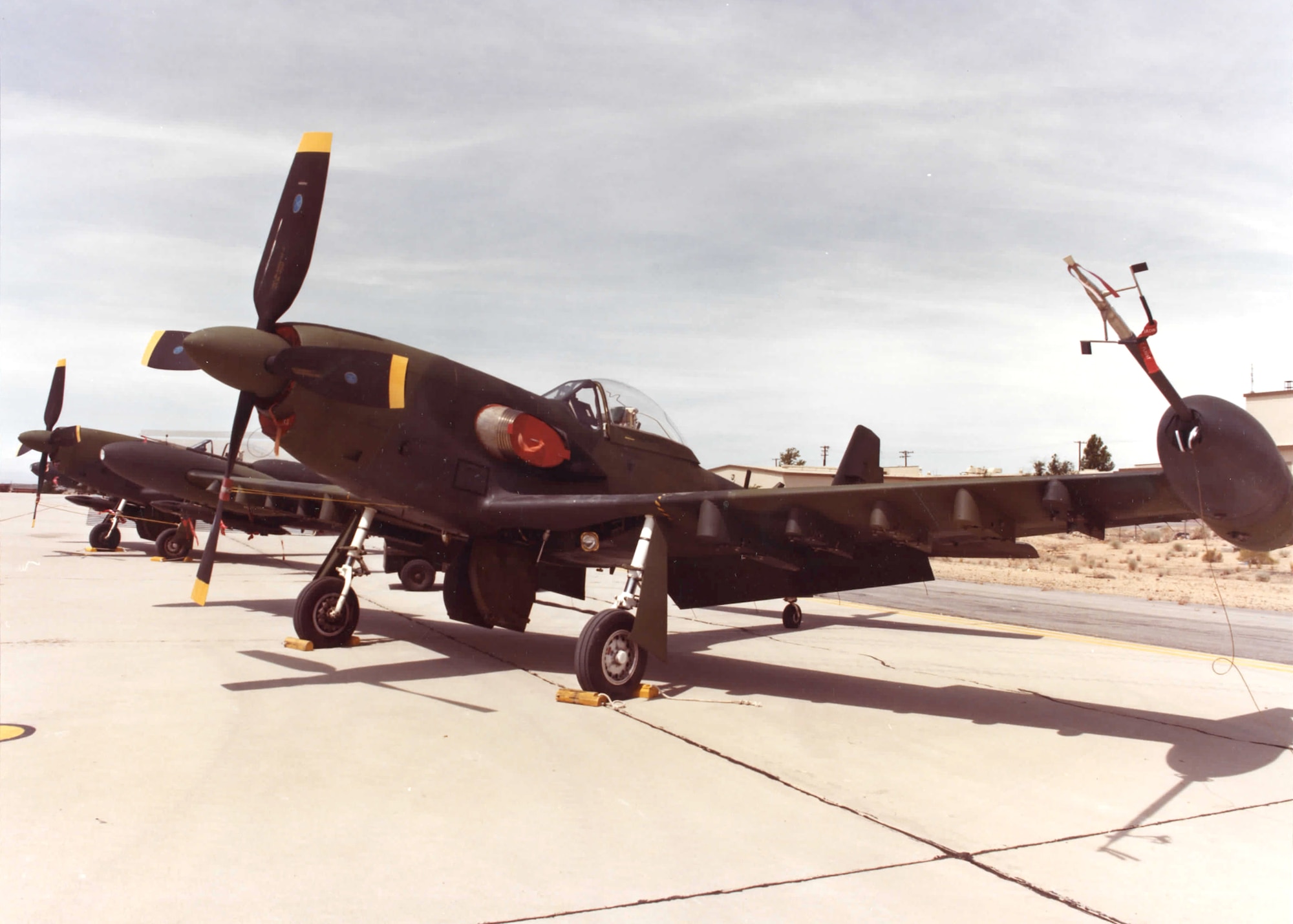 Archived photo of a Piper PA-48 Enforcer at Edwards Air Force Base, Calif., during the early 1980s. (U.S. Air Force photo)