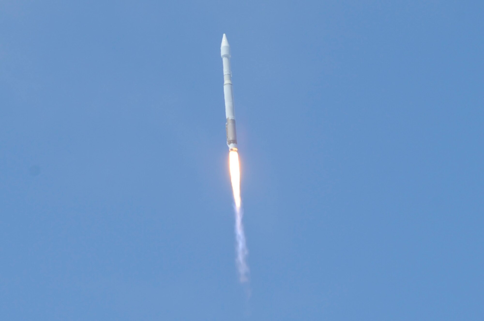 A United Launch Alliance Atlas V rocket carrying a DigitalGlobe WorldView-3 satellite successfully launches from Space Launch Complex-3 at Vandenberg Air Force Base, Aug. 13th, 2014, at 11:30 a.m. PDT. (U.S. Air Force Photo by Airman Robert Volio/Released)