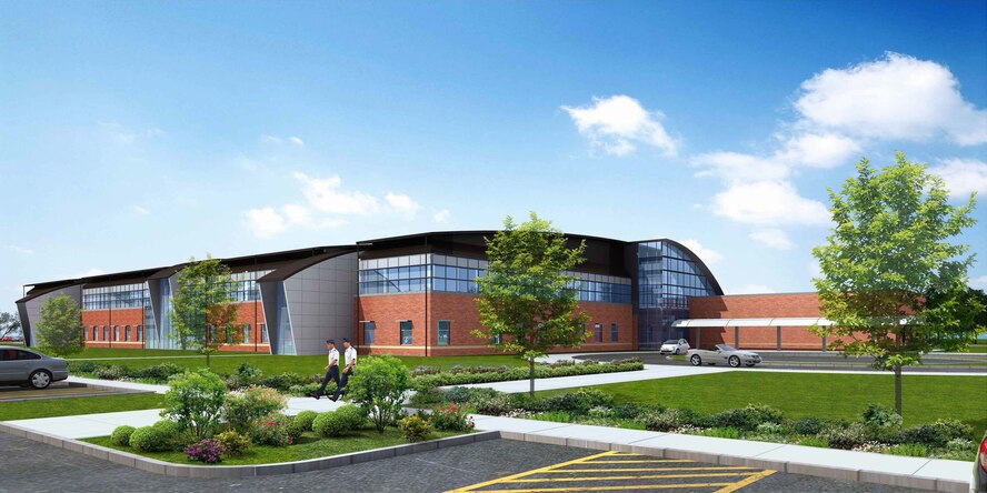 An artist’s rendering of the new 4th Medical Group Thomas Koritz Clinic at Seymour Johnson Air Force Base, North Carolina. The 4th Fighter Wing broke ground for the construction of the new clinic Aug. 12, 2014. The $53 million construction project features a 106,500 square-foot, energy-efficient facility to replace the existing 4th MDG clinic. Construction is scheduled to begin in January of 2015. (courtesy illustration) 
