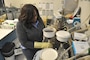 MARIETTA, Ga. – Angie Bacon, civil engineering technician, tests soil samples for classification using beakers and funnels at the U.S. Army Corps of Engineers Savannah District Environmental and Materials Unit. 