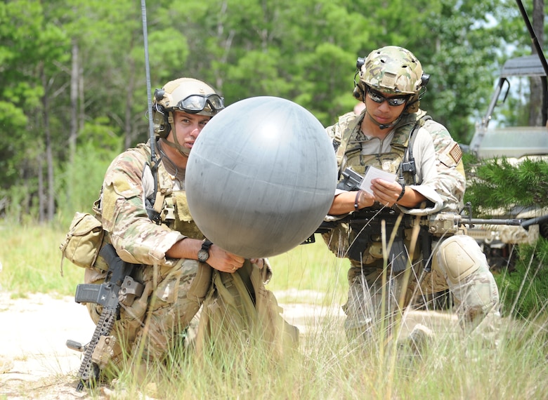 Members of the 10th Combat Weather Squadron prepare to release a weather balloon during a training exercise July 31, 2013 at the Eglin Range, Fla. SOWTs provide immediate and accurate weather information and forecasts deep behind enemy lines. (U.S. Air Force photo by Capt. Victoria Porto)

