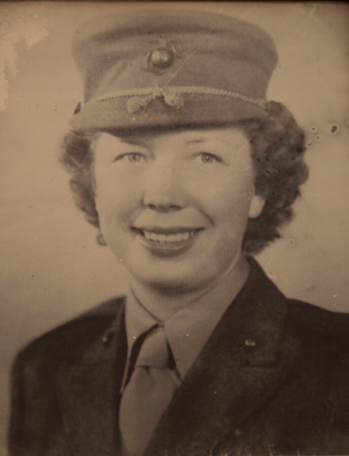 Cpl. Rita Brignac Kaul is pictured in her Marine Corps service uniform circa 1945. Kaul, a WWII and Korean War veteran, enlisted in the Marine Corps in 1945, was honorably discharged from the Marine Corps Reserve in 1949, and served as a sailor in the Navy Reserve from 1950 to 1954.