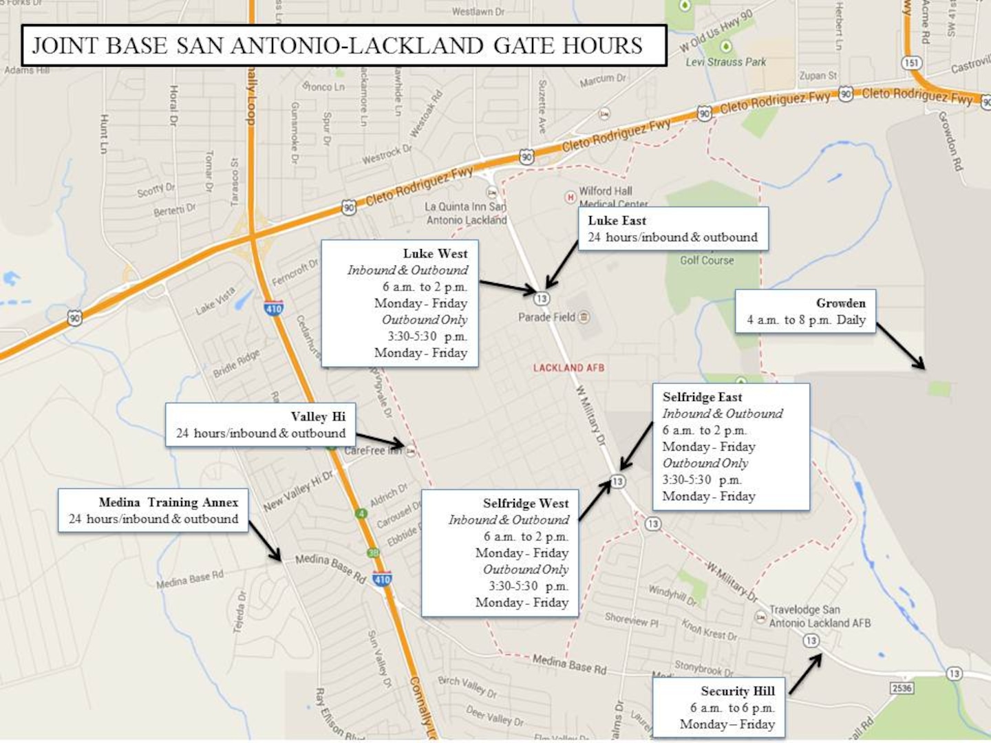 directions to lackland air force base