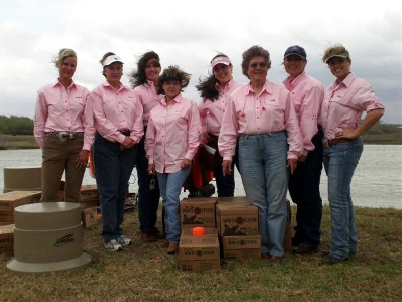 Rebecca Dickey, (far right), poses for a photo with members of the “Lady Hot Shots” before a tournament in Corpus Christi, Texas, in 2006. Dickey and four members of her team will compete in a national competition this year to raise money for military charities. Dickey will be shooting for “That Others May Live Foundation,” a nonprofit organization which helps the Air Force search and rescue operations. (Courtesy photo)