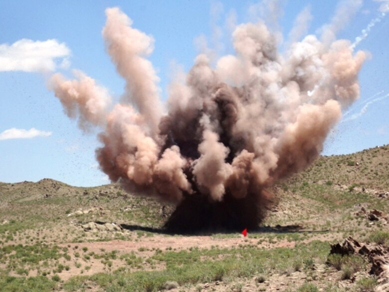 Any unexploded or abandoned ordnance that is found during range clearance activities is gathered together and disposed of in the appropriate manner, such as controlled detonation, to ensure it is destroyed in its entirety.  The U.S. Army Engineering and Support Center, Huntsville is managing the program to clean up U.S. military training ranges in Afghanistan to return the land to the Afghan people in a usable condition.(Courtesy photo)