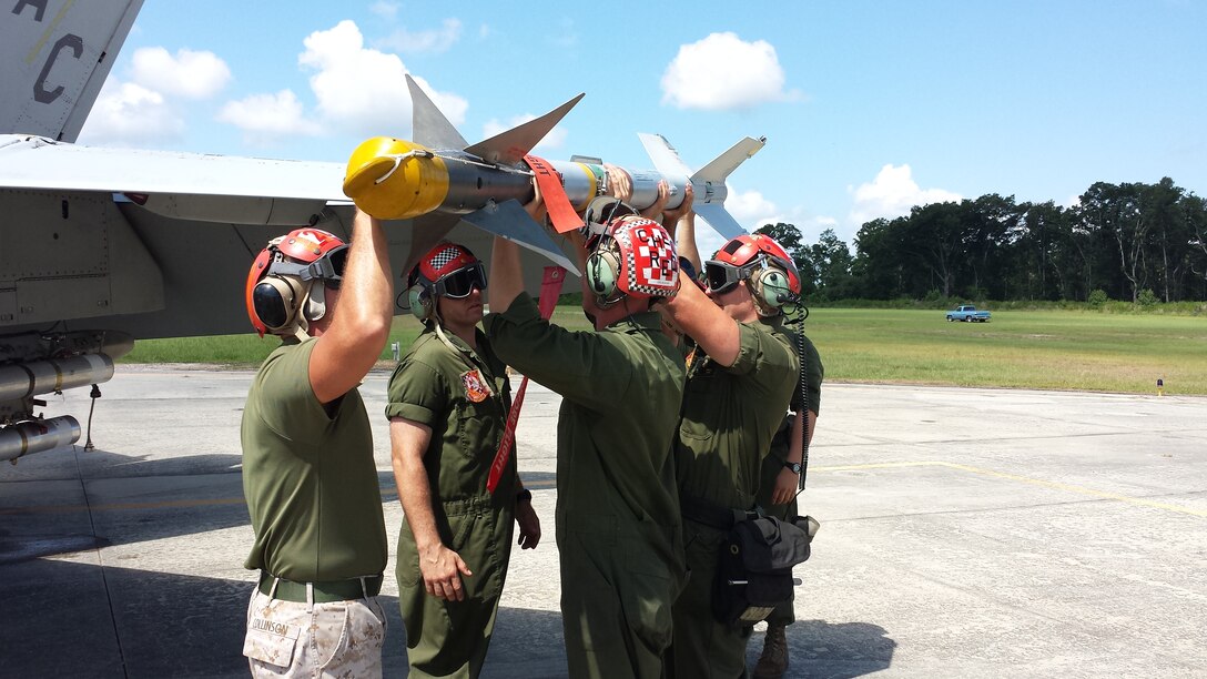 Marine Fighter Attack Squadron 312 and Marine All-Weather Fighter Attack Squadron 533 conducted a live missile shoot for training, July 21 through 25. Ordnance used during the training includes the AIM-9 Sidewinder, AIM-120, LUU-2 flare, and AGM-88.