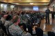 ALTUS AIR FORCE BASE, Okla. – U.S. Air Force Gen. Robin Rand, commander of Air Education and Training Command, speaks to NCOs about current Air Force topics and his priorities during one of his commander’s calls with Airmen of the 97th Air Mobility Wing Aug. 7, 2014. Rand held commander’s calls with NCOs, CGOs, commanders, chiefs and first sergeants. (U.S. Air Force photo by Senior Airman Dillon Davis/Released)