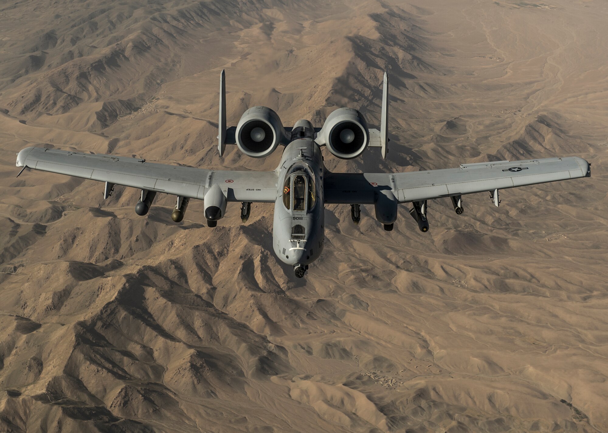A U.S. Air Force A-10 Thunderbolt II assigned to the 303rd Expeditionary Fighter Squadron, Bagram Airfield, Afghanistan, patrols over the skies of eastern Afghanistan, July 10, 2014. The A-10's maneuverability at slow speeds and low altitude has made it one of the most utilized aircraft for close air support throughout Operation Enduring Freedom. (U.S. Air Force photo by Senior Airman Matthew Bruch/Released)