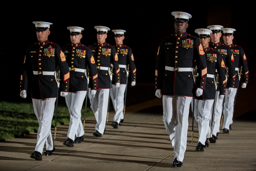 Marines from Marine Barracks Washington, D.C., during a Friday Evening the Barracks, Aug. 15. (Official Marine Corps photo by Cpl. Larry Babilya/Released)