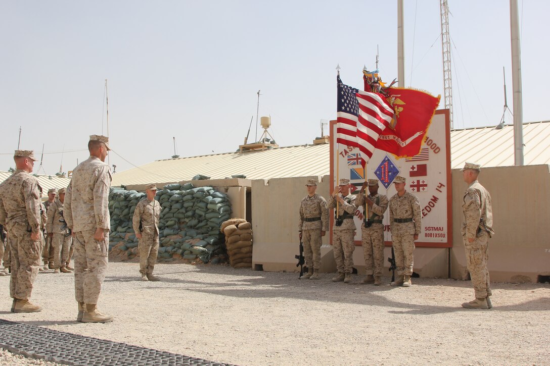 1st Marine Regiment cases colors, ends mission in Afghanistan